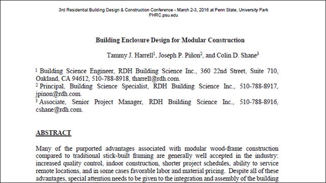 Building Enclosure Design For Modular Construction - Resources - RDH ...